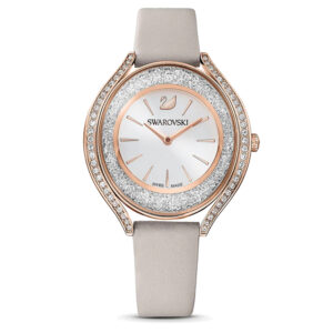 Swarovski 5519450, women's watch with silver dial and leather strap