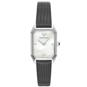 Emporio Armani AR11148 women's two-hand watch with black leather strap and minimalist design