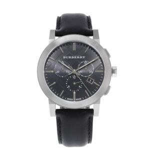 Burberry BU9356, men's watch with black dial and leather strap