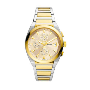 Fossil FS5796, men's watch with gold dial and stainless steel strap