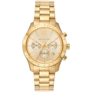 Michael Kors MK7411, women's watch with gold dial and stainless steel strap.