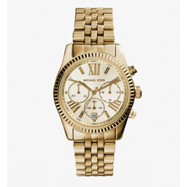 Michael Kors MK5556, women's watch with gold dial and stainless steel strap.