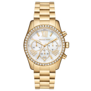 Michael Kors MK7241, women's watch with pearl dial and stainless steel strap.