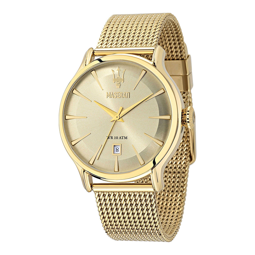 Maserati R8853118003, men's watch with gold dial and gold stainless steel strap