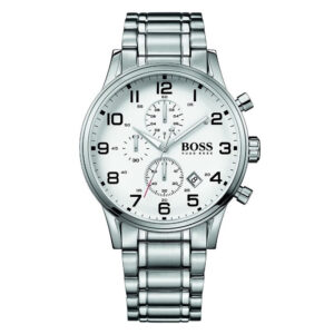 Hugo Boss 1513182, men's watch with white dial and stainless steel strap