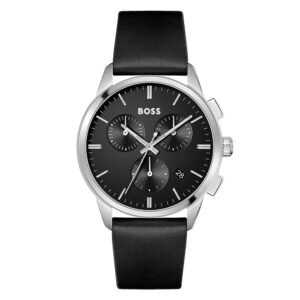 Hugo Boss 1513925, men's watch with black dial and leather strap