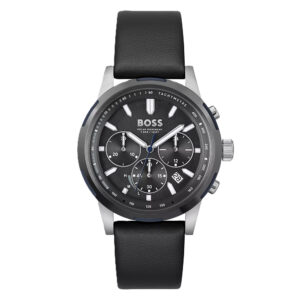 Hugo Boss 1514031, men's watch with black dial and leather strap