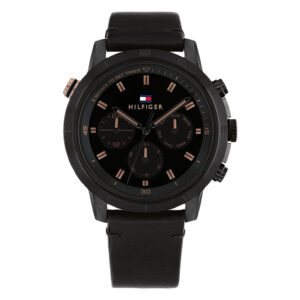 Tommy Hilfiger 1792110, men's watch with black dial and leather strap