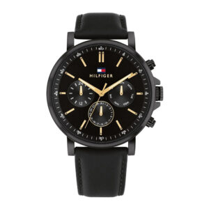 Tommy Hilfiger 1792144, men's watch with black dial and leather strap
