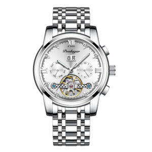 Poedagar 414021, men's watch with white dial and stainless steel strap
