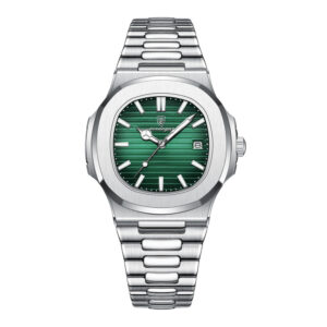 Poedagar 46134, men's watch with green dial and stainless steel strap