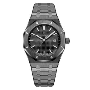 Peodagar 49243, men's watch with black dial and black stainless steel strap