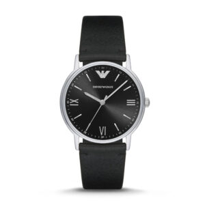 Emporio Armani AR11013, men's watch with black dial and black leather strap