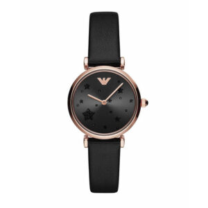 Emporio Armani AR11225, women's watch, with black dial and black leather strap