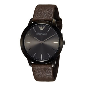 Emporio Armani AR2483, men's watch, black dial and brown leather strap