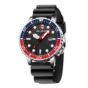 Ben Nevis BN3010G-RedBlue, men's watch with black dial and silicone strap
