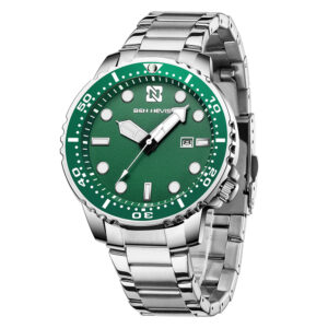 Ben Nevis BN3010G-SilverGreen, men's watch with green dial and stainless steel strap