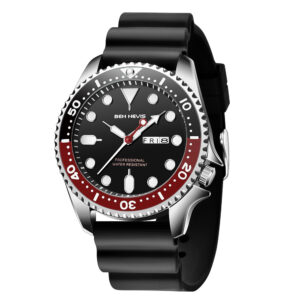 Ben Nevis BN3017G-BlackRed, men's watch with black dial and silicone strap