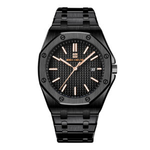 Ben Nevis BN3018G-AllBlack, men's watch with black dial and stainless steel strap