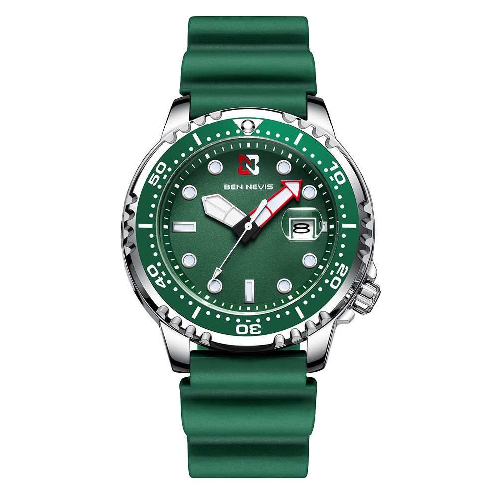 Ben Nevis BN3024G-Gradient Green, men's watch with green dial and silicone strap