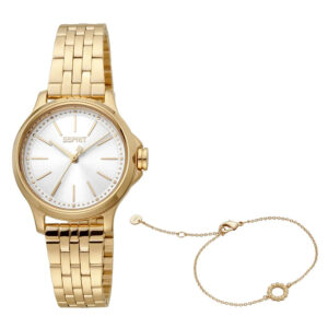 Esprit ES1L144M2045-SET, women's watch, with silver dial and gold stainless steel strap and bracelet