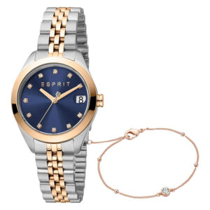 Esprit ES1L295M0245-SET, women's watch with blue dial and stainless steel strap and bracelet