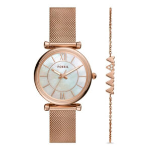 Emporio Armani ES5058SET, women's watch, pearl dial and rose gold stainless steel strap and extra rose gold bracelet