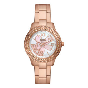 Fossil ES5192, women's watch with pearl dial and rose gold stainless steel strap