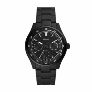 Fossil FS5576, men's watch with black dial and black stainless steel strap