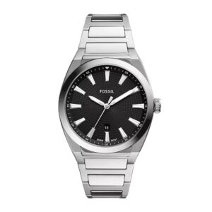 Fossil FS5821, men's watch with black dial and stainless steel strap