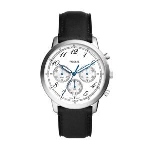 Fossil FS6023, men's watch with white dial and leather strap