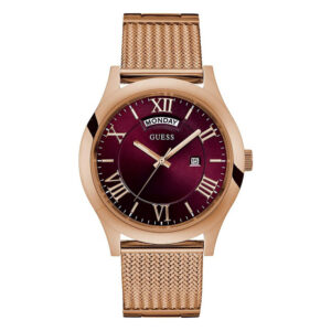 Guess W0923G3, women's watch, with red dial color and gold stainless steel strap